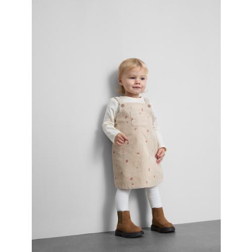 T-Shirt and Corduroy Overall Dress Set