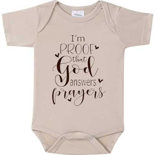 I'm Proof That God Answers Prayers Baby Onesie,Soft 0-3 Months Infant Bodysuit for Pregnancy Reveal or Baptism