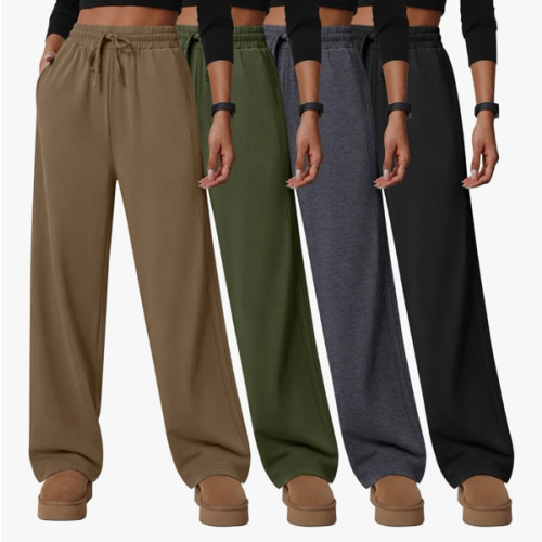 4 Pack Women's Lounge Pants, Comfy Wide Leg Yoga Pants High Waisted Drawstring Baggy Sweatpants with Pockets