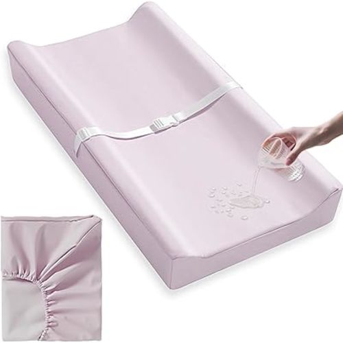 Vegan Leather Baby Changing Pad Covers for Girl, Boy, Waterproof & Wipeable Soft Diaper Changing Mat Cover.Fits Standard Changing Pads with Dimensions of 32" x 16". (Pink)