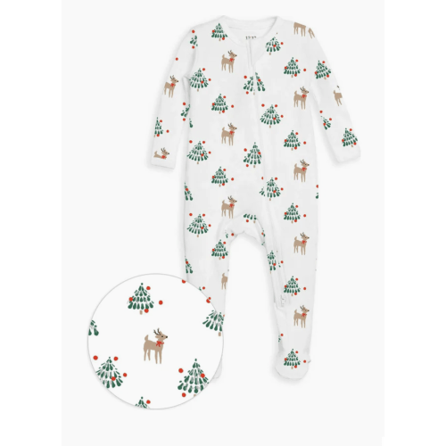 The Organic Zipper Footie - Tinsel Trees