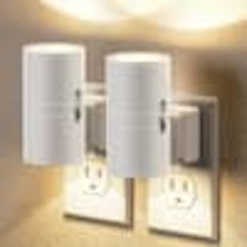 Emeritpro White LED Night Light Plug-in 2-Pack, 3000K Soft White, 0-100LM Dimmable with Sensor, Modern Wall Nightlight HG-GY06302WHUS-2AP3