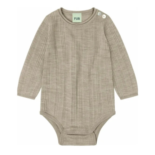 FUB - Merino Wool Ribbed Bodysuit - Heather beige | Smallable