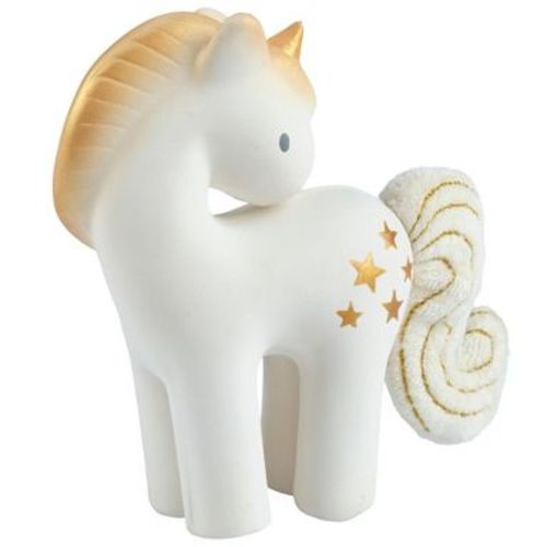 Shining Stars Unicorn Organic Natural Rubber Rattle With Crinkle Wings