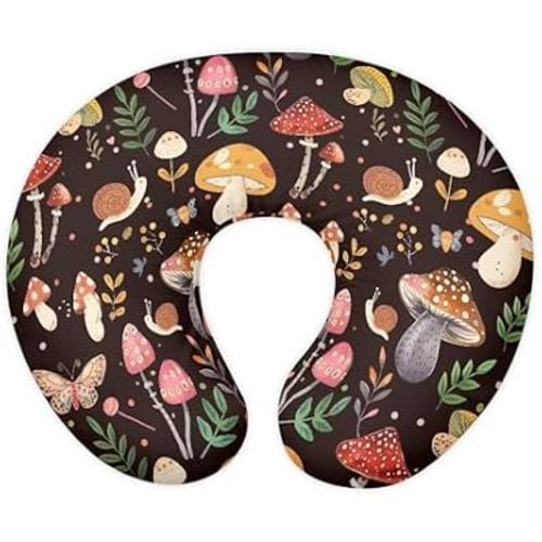 Cute Mushroom Baby Nursing Pillow Cover for Bottle Feeding, Stain Resistant Soft Breastfeeding Pillow Slipcover Breathable Pillow Cover for Infant Snug