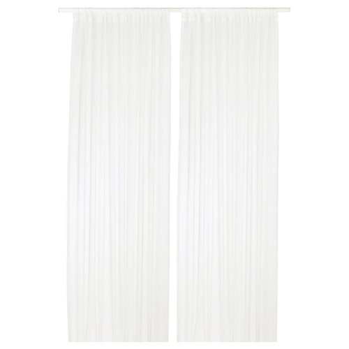 TERESIA Sheer curtains, 1 pair - white/with rod pocket 57x84 "