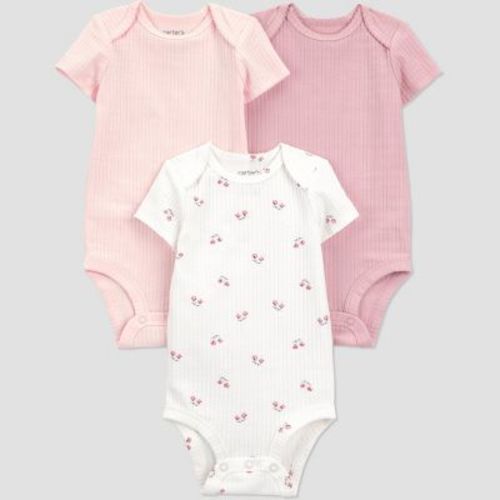 Carter's Just One You® Baby Girls' 3pk Floral Bodysuit - Ivory/Pink 3M
