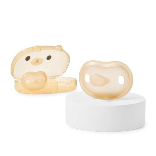 Thyseed Chupete de silicona para recién nacido, ultraligero de una pieza, protector de piel sensible, para bebés amamantados, de 0 a 6 meses, sin BPA, paquete de 2