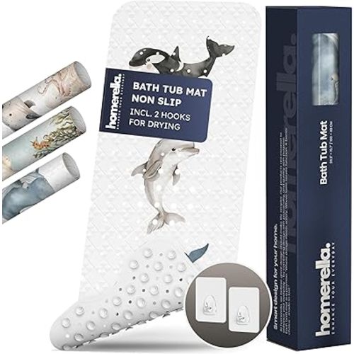 Bathtub Mat Non Slip Anti Mold for Kids 40x16 (Friends Aqua)