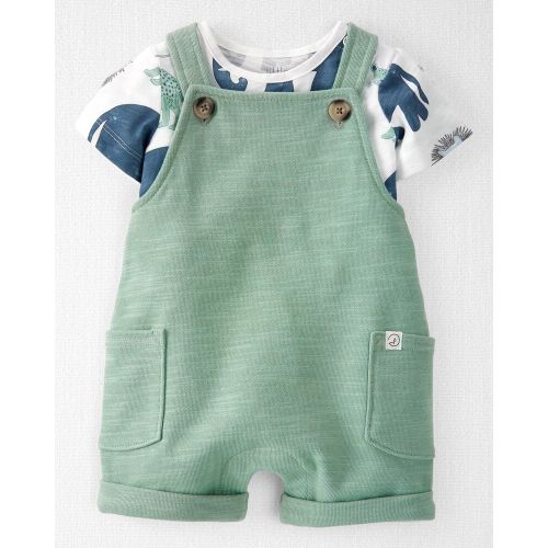 Baby 2-Piece Organic Cotton Shortall Set - 3M - Green