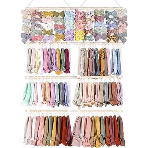 POVETIRE Headband Holder Hair Bows Organizer for Girls,Baby Headbands Hair Accessories Organizer Storage Wall Hanging Decor for Nursery Girls Room