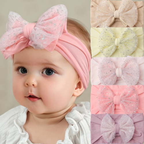 Dalrosia 12PCS Baby Headbands Soft Nylon Hairbands with Bows Girls Hair Accessories for Newborn Infant Toddler Kids Handmade