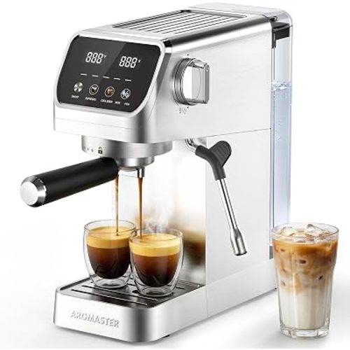 Aromaster 1400W Espresso Machine with Milk Frother, Stainless Steel