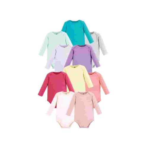 Hudson Baby Cotton Long Sleeve Bodysuits Multipack, 10-Pack, Newborn-18 Months