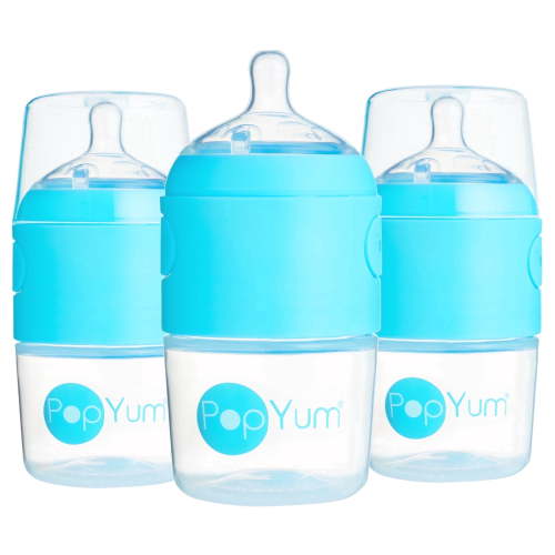 PopYum 5 oz Baby Bottles, Anti-Colic Formula Dispenser, Sky Blue, 3-Pack