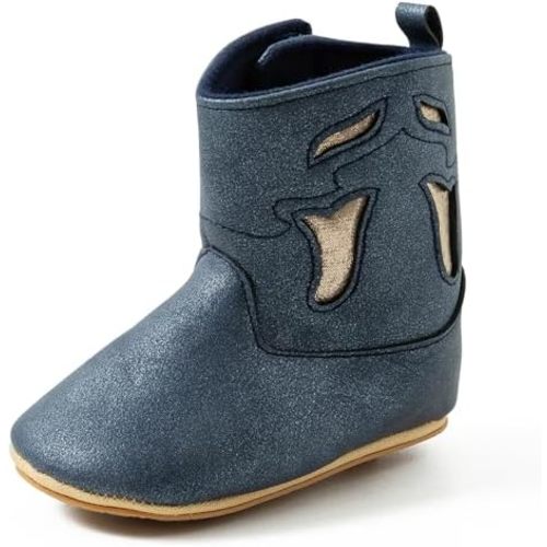 Jastore Baby Cowboy Boots Western Boots Toddler Cowboy Bootie Soft Sole Non-Slip Crib Shoes for Infant Boys Girls
