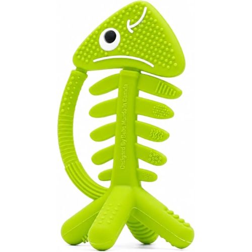 3 in 1 Infant Toys, Baby Teething Toys 3–6 6–12 Months, Teethers for Babies 0–3–6–12 Months for Teething Relief, Baby Gift, Baby Teether Toys, Silicone Sensory Toys, USA Patent Pending, Fish (Green)