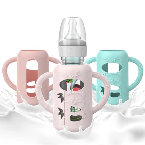 3 PCS Silicone Sleeves for Dr Brown Glass Bottles 4 oz, Compatible with Dr Browns Glass Bottles, Anti-Drop Glass Baby Bottles Sleeves with Handles, Heat-Insulating and Easy to Clean