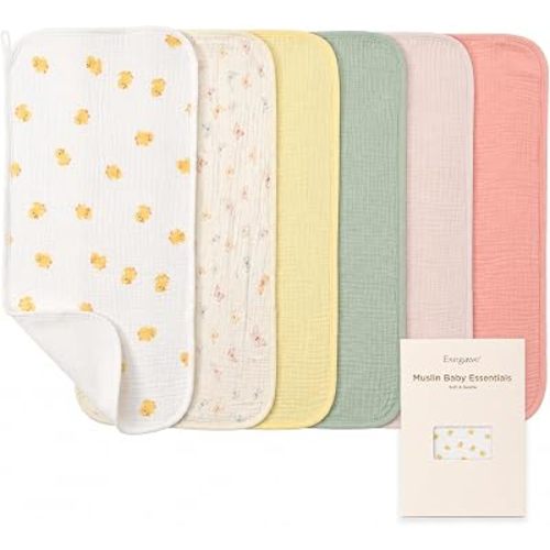Exegawe Baby Muslin Burp Cloths 6 Pack, 20 x 11 in(Duck Butterfly Set)