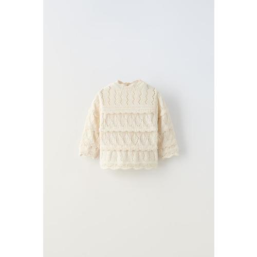 TEXTURED RUFFLED SWEATER