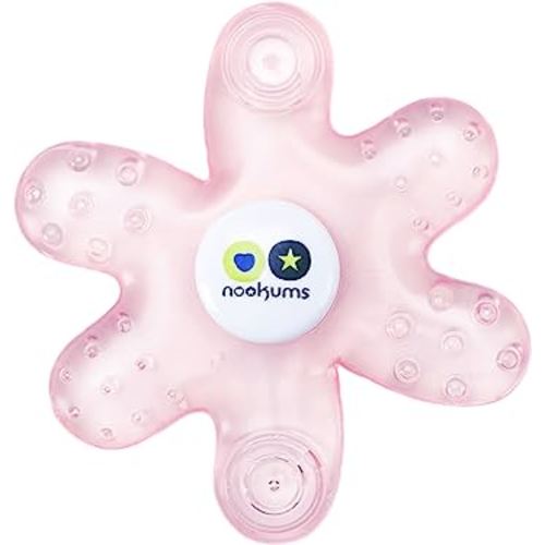 Nookums Cooling Teether - Promotes Healthy Oral Development - Compatible with All Nookums Paci-Plushies - 100% Silicone and Filled with Sterilized Water - Fridge Safe - 6 Different Textures (Pink)