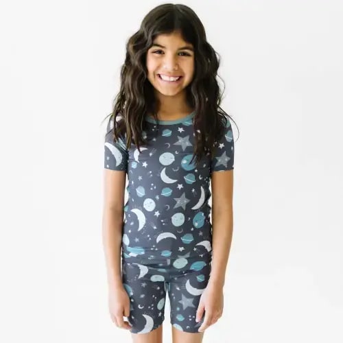 4T - Blue To the Moon & Back Two-Piece Short Sleeve & Shorts Pajama Set – Little Sleepies