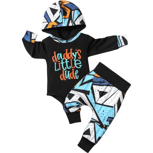 Fommy Newborn Baby Boy Clothes Plaid Letter Print Long Sleeve Hoodies + Long Pants 2PCS Fall Winter Outfits Set