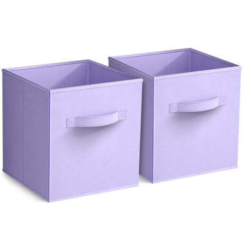 Sorbus 11" Foldable Fabric Storage Cube Bin, Pastel Purple (2 pack)