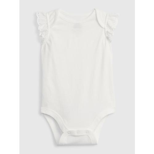Baby 100% Organic Cotton Flutter Bodysuit in new off white