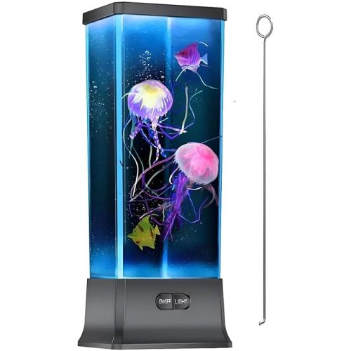 COLORLIFE Electric Jellyfish Tank Table Lamp with Color Changing Light Gift for Kids Men Women Home Deco for Room Mood Light for Relax(Black)