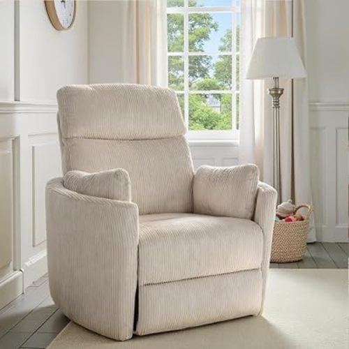 Power Swivel Rocker Recliner with 2 Pillows Power Nursery Glider Recliner Comfy High Back Electric Rocking Recliner for Adults Nursing Bedroom Living Room Brown