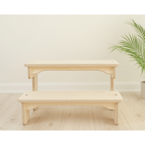 Double Step Stool for Kids | Wooden Kitchen Helper | USA Made – Blueberry and Third