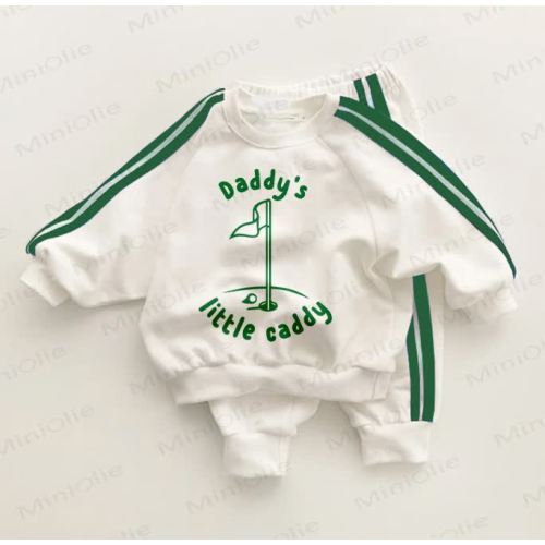 DADDY’S LITTLE CADDY Baby Toddler Green Striped 2-piece Set