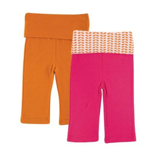 Yoga Sprout Baby Girls Cotton Pants 2pk, Pink Elephant