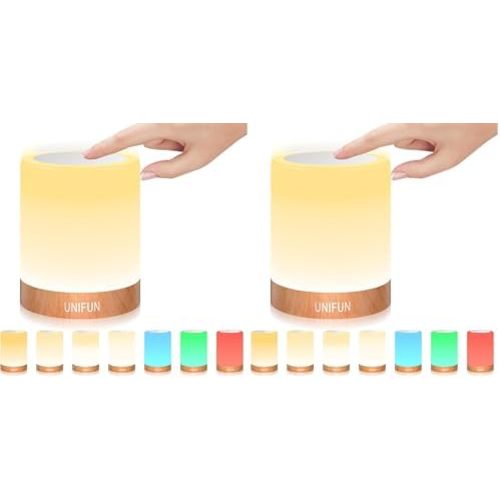 UNIFUN Bedside Touch Lamp Rechargeable Dimmable RGB LED Table Night Light (Pack of 2)