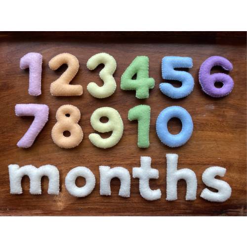 Baby milestone felt numbers pastel colours & cream