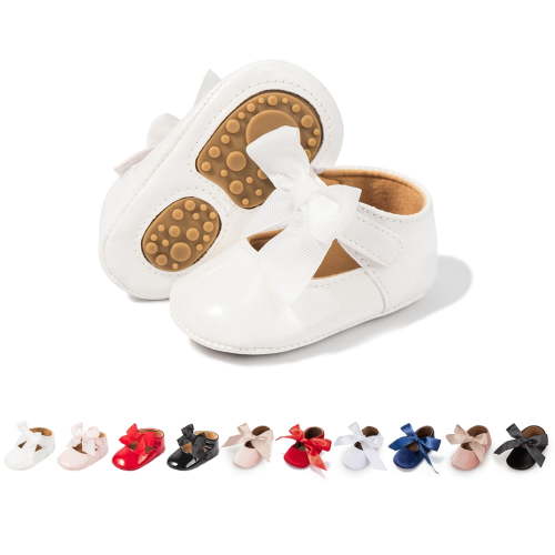 Meckior Baby Girls Shoes Infant Mary Jane Bowknot Soft Sole PU Leather Newborn First Walker Cirb Shoes