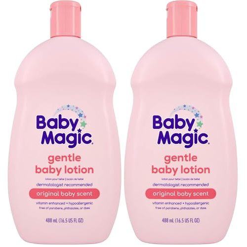 Baby Magic Gentle Baby Lotion, Vitamins & Aloe, Free of Parabens, Phthalates, Sulfates and Dyes, Camellia Oil & Marshmallow Root Original Scent, 16.5 Fl Oz (Pack of 2)