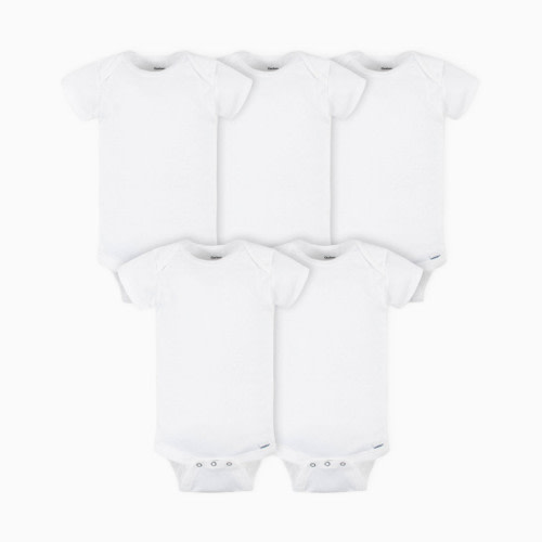 Short Sleeve Solid Onesies Bodysuits (5 Pack) - White
