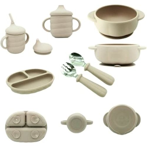 Baby Silicon Feeding Set (Beige), Medium, ABB_FS_001