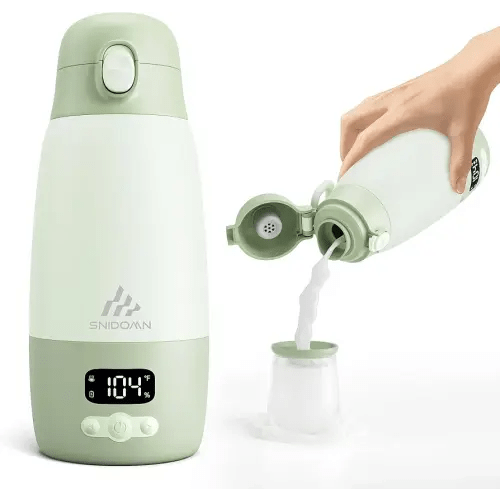 Portable Bottle Warmer for Travel, 17.8oz Baby Bottle Warmer for Breastmilk & Formula, 2-Min Fast Heating Formula Container to Go, Portable Milk Warmer On the Go, Long Battery Life & Temp Control