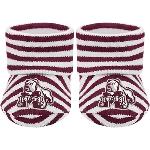 Creative Knitwear College Baby Striped Bootie Sock - Team Logo, Multiple Colors, Unisex (Newborn - 6 Months)