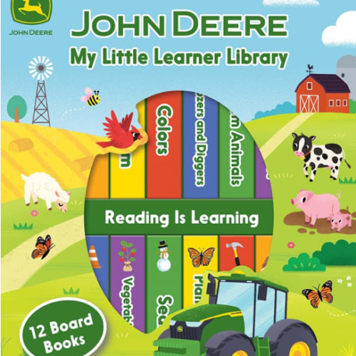 My Little Learner Library John Deere Kids 12-Book Set Board Book - Learning First Words, Numbers, Farm Animals and More