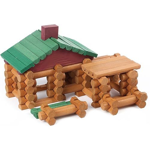 90 Pcs Wood Building Blocks Toy for Toddlers, Classic Wooden Cabin Log Set Preschool Education Toy, Creative Construction Engineering Educational Toys for 3 4 5 6 Years Boys