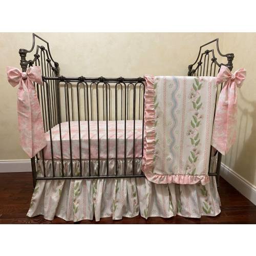 Floral Stripe Crib Skirt