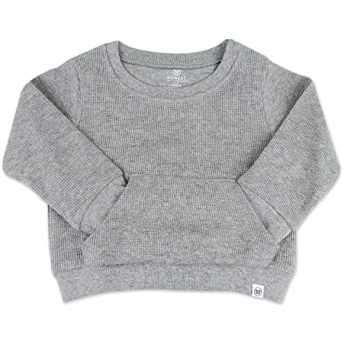 HonestBaby Comfy Crew Sweatshirt with Pockets 100% Organic Cotton for Toddler, Baby Boys, Girls