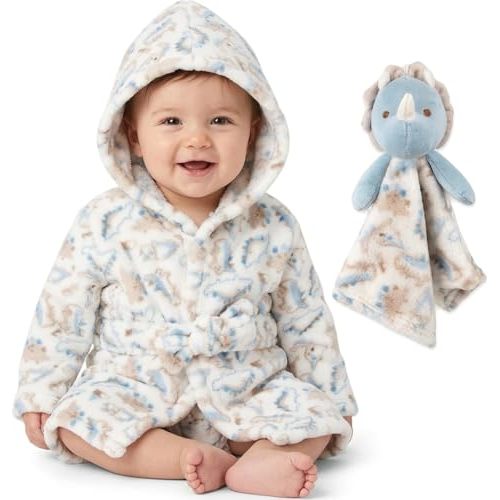 Baby Robe Set for Boys & Girls 0-9 Months - Hooded Robe & Lovey Gift Set