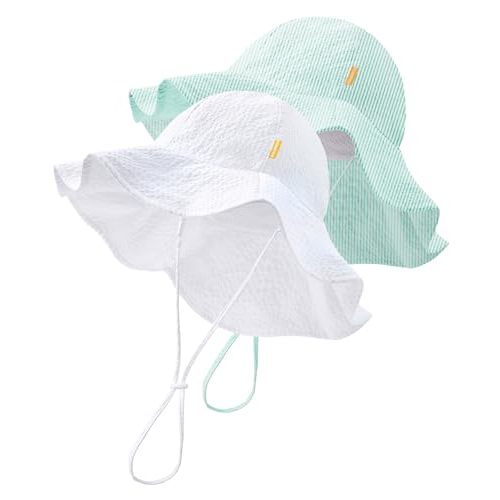 HONGTEYA Baby Sun Hat Toddler Girls Boys Infant Beach Outdoor Summer Hat Stripe Wide Brim Sun Protection