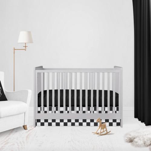 Checkered Crib Skirt Black & White, Racing Crib Bedding, Monochrome Nursery Theme, Neutral Baby Gift, Mini Crib Bedding, Standard Crib Size