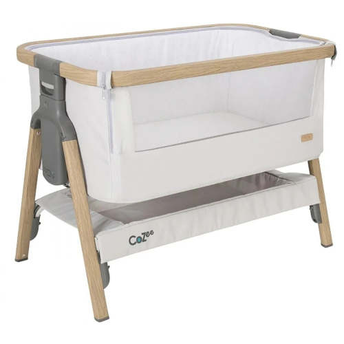 CoZee 2-in-1 Baby Bassinet & Bedside Sleeper - Silver & Oak